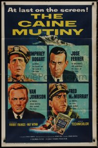 8f0582 CAINE MUTINY 1sh 1954 art of Humphrey Bogart, Jose Ferrer, Van Johnson & Fred MacMurray!