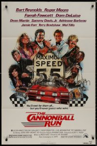 8f0588 CANNONBALL RUN 1sh 1981 Burt Reynolds, Farrah Fawcett, Drew Struzan car racing art!