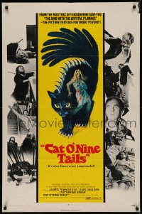 8f0593 CAT O' NINE TAILS 1sh 1971 Dario Argento's Il Gatto a Nove Code, wild horror art of cat!