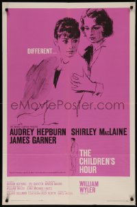 8f0598 CHILDREN'S HOUR 1sh 1962 art of Audrey Hepburn, Shirley MacLaine & James Garner, Wyler!