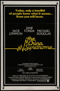8f0599 CHINA SYNDROME 1sh 1979 Jack Lemmon, Jane Fonda, Michael Douglas, soon you will know!