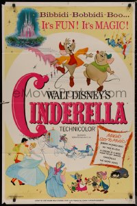 8f0601 CINDERELLA 1sh R1965 Walt Disney classic romantic musical cartoon, bibbidi-bobbidi-boo!