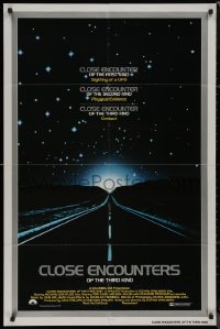 8f0607 CLOSE ENCOUNTERS OF THE THIRD KIND 1sh 1977 Spielberg's sci-fi classic, silver border design!