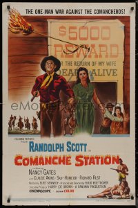 8f0612 COMANCHE STATION 1sh 1960 Randolph Scott, Nancy Gates, Budd Boetticher, cool wanted poster!