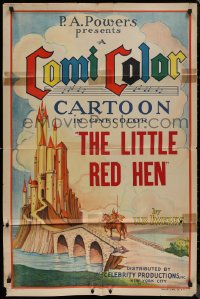 8f0613 COMICOLOR CARTOON 1sh 1930s Ub Iwerks art of knight by castle, The Little Red Hen, rare!