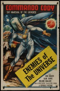 8f0614 COMMANDO CODY chapter 1 1sh 1953 great art & inset of Judd Holdren, Enemies of the Universe!