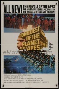 8f0620 CONQUEST OF THE PLANET OF THE APES style B 1sh 1972 Roddy McDowall, the apes are revolting!