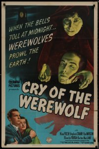8f0634 CRY OF THE WEREWOLF 1sh 1944 gypsy Nina Foch as the monster of New Orleans!