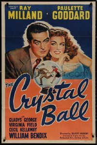 8f0635 CRYSTAL BALL 1sh 1943 sexy Paulette Goddard & Ray Milland looking into crystal ball!