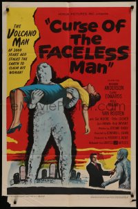 8f0637 CURSE OF THE FACELESS MAN 1sh 1958 volcano man of 2000 years ago stalks Earth to claim girl!