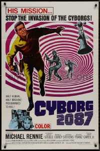 8f0638 CYBORG 2087 1sh 1966 Michael Rennie must stop the invasion of the cyborgs, cool sci-fi art!