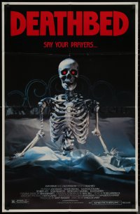8f0649 DEATHBED 1sh 1985 Joe Spano, Diane Venora, David McCallum, horror art of skeleton in bed!