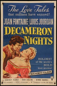 8f0650 DECAMERON NIGHTS 1sh 1953 Joan Fontaine & Louis Jourdan, love tales enjoyed by millions!
