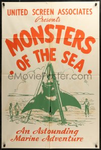 8f0656 DEVIL MONSTER 1sh R1930s Monsters of the Sea, cool artwork of giant manta ray!