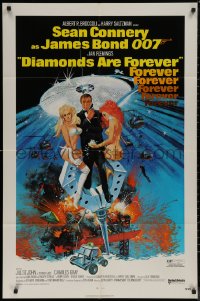 8f0658 DIAMONDS ARE FOREVER 1sh 1971 art of Sean Connery as James Bond 007 by Robert McGinnis!