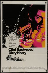 8f0665 DIRTY HARRY 1sh 1971 art of Clint Eastwood pointing his .44 magnum, Don Siegel crime classic!