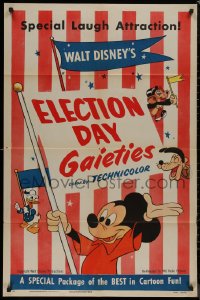 8f0687 ELECTION DAY GAIETIES 1sh 1953 cool political art of Mickey Mouse, Donald, Pluto!