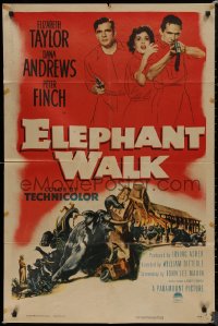 8f0689 ELEPHANT WALK 1sh 1954 Elizabeth Taylor, Dana Andrews & Peter Finch, art by Rehberger!