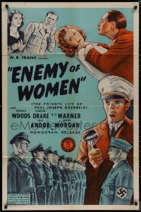 8f0696 ENEMY OF WOMEN 1sh 1944 crazy Joseph Goebbels BEFORE he became a Nazi, blue background!