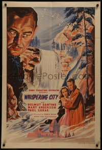 8f0040 WHISPERING CITY English 1sh 1947 artwork of Helmut Dantine, Mary Anderson, & Paul Lukas!