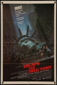 8f0700 ESCAPE FROM NEW YORK studio style 1sh 1981 Carpenter, Jackson art of decapitated Lady Liberty!