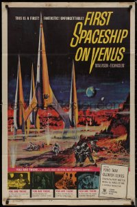 8f0711 FIRST SPACESHIP ON VENUS 1sh 1962 Der Schweigende Stern, German sci-fi, cool art!