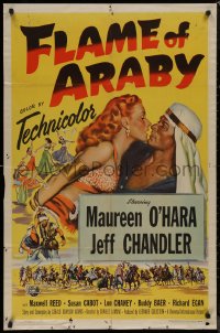 8f0712 FLAME OF ARABY 1sh 1951 romantic sexy art of Maureen O'Hara & Jeff Chandler!