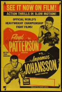 8f0717 FLOYD PATTERSON VS INGEMAR JOHANSSON 1sh 1961 slow motion action boxing thrills, heavyweights!