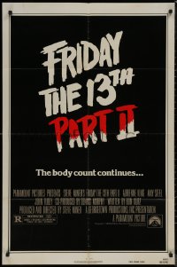 8f0731 FRIDAY THE 13th PART II undated teaser 1sh 1981 slasher horror sequel, body count continues!
