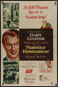 8f0732 FRIENDLY PERSUASION 1sh 1956 Gary Cooper will pleasure you in a hundred ways!