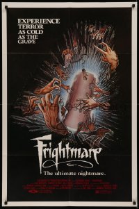 8f0734 FRIGHTMARE 1sh 1983 terror as cold as the grave, wild horror art of coffin and hands by Lamb!