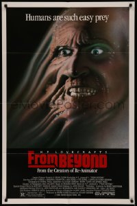 8f0735 FROM BEYOND 1sh 1986 H.P. Lovecraft, wild sci-fi horror image, humans are such easy prey!