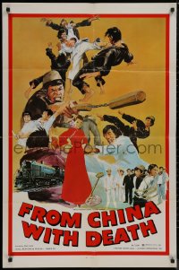 8f0736 FROM CHINA WITH DEATH 1sh 1974 Lang bei wei jian, Ma Wu, kung fu action art by Adams!