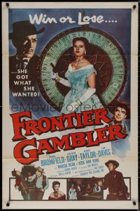 8f0737 FRONTIER GAMBLER int'l 1sh 1956 image of sexy Coleen Gray with gun by Big Six gambling reel!