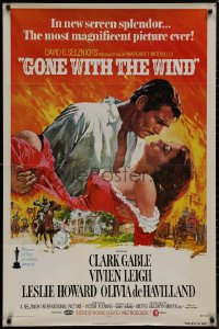 8f0762 GONE WITH THE WIND 1sh R1974 Howard Terpning art of Gable carrying Leigh over burning Atlanta!
