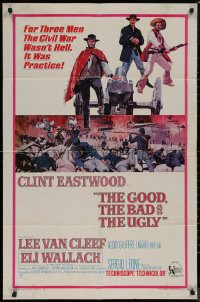 8f0763 GOOD, THE BAD & THE UGLY 1sh 1968 Clint Eastwood, Lee Van Cleef, Wallach, Leone classic!