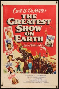 8f0768 GREATEST SHOW ON EARTH 1sh 1952 best image of James Stewart, Betty Hutton & Emmett Kelly!