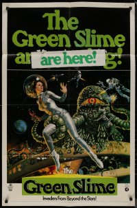 8f0770 GREEN SLIME 1sh 1969 classic cheesy sci-fi movie, Livoti art of sexy astronaut & monster!