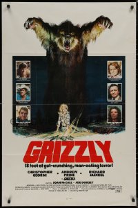 8f0772 GRIZZLY 1sh 1976 great Neal Adams art of grizzly bear attacking sexy camper, horror!