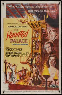 8f0780 HAUNTED PALACE 1sh 1963 Vincent Price, Lon Chaney, Edgar Allan Poe, cool horror art!