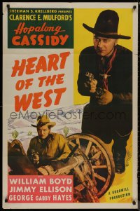 8f0784 HEART OF THE WEST 1sh R1947 William Boyd as Hopalong Cassidy, James Ellison, Gabby Hayes!