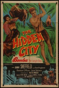8f0787 HIDDEN CITY 1sh 1950 great images of Johnny Sheffield as Bomba the Jungle Boy!