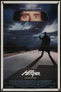 8f0792 HITCHER 1sh 1986 creepy hitchhiker Rutger Hauer, C. Thomas Howell, never pick-up a stranger!