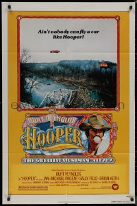 8f0797 HOOPER teaser 1sh 1978 great portrait of stunt man Burt Reynolds car jumping ravine!