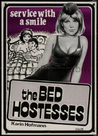 8f0799 HOSTESS IN HEAT Canadian 1sh 1977 Die Betthostessen, image of sexy girl, service with smile!