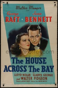 8f0801 HOUSE ACROSS THE BAY 1sh 1940 George Raft, Joan Bennett, Walter Pidgeon, ultra rare!