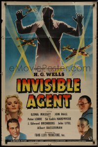8f0821 INVISIBLE AGENT 1sh 1942 fx image of invisible man with WWII airplanes, Peter Lorre