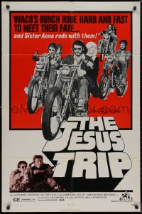 8f0827 JESUS TRIP 1sh 1971 great artwork of nun Sister Anna riding with outlaw bikers gang!