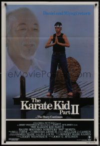 8f0834 KARATE KID PART II teaser 1sh 1986 Pat Morita as Mr. Miyagi, Ralph Macchio as Daniel-san!