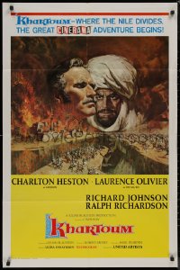 8f0838 KHARTOUM Cinerama 1sh 1966 Frank McCarthy art of Charlton Heston & Laurence Olivier!